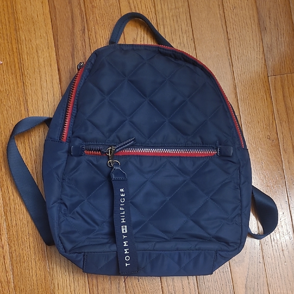 Tommy Hilfiger Quilted Backpack in Navy and Red